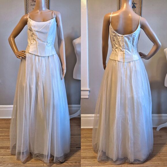 Vintage Y2K Gunne Sax Prom Gown Corset Rhinestone Glitter Princess Bridal 11 - Picture 1 of 12